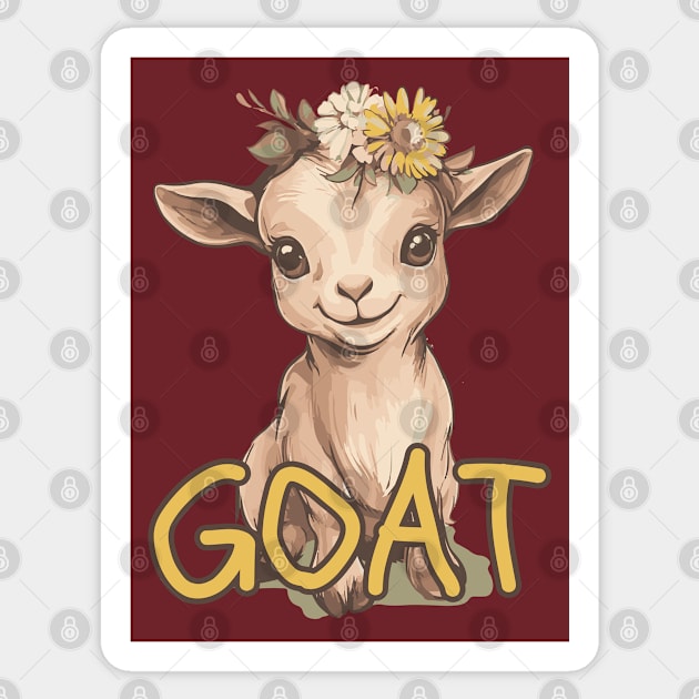 Folk Boho Goat - Cute and Chic Sticker by TuncGK